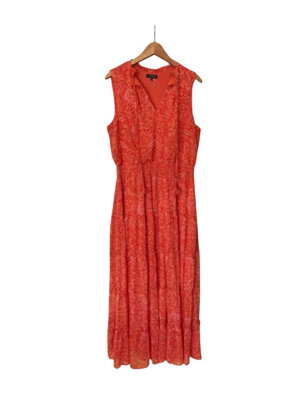 1State Orange Paisley Sleeveless Maxi Dress